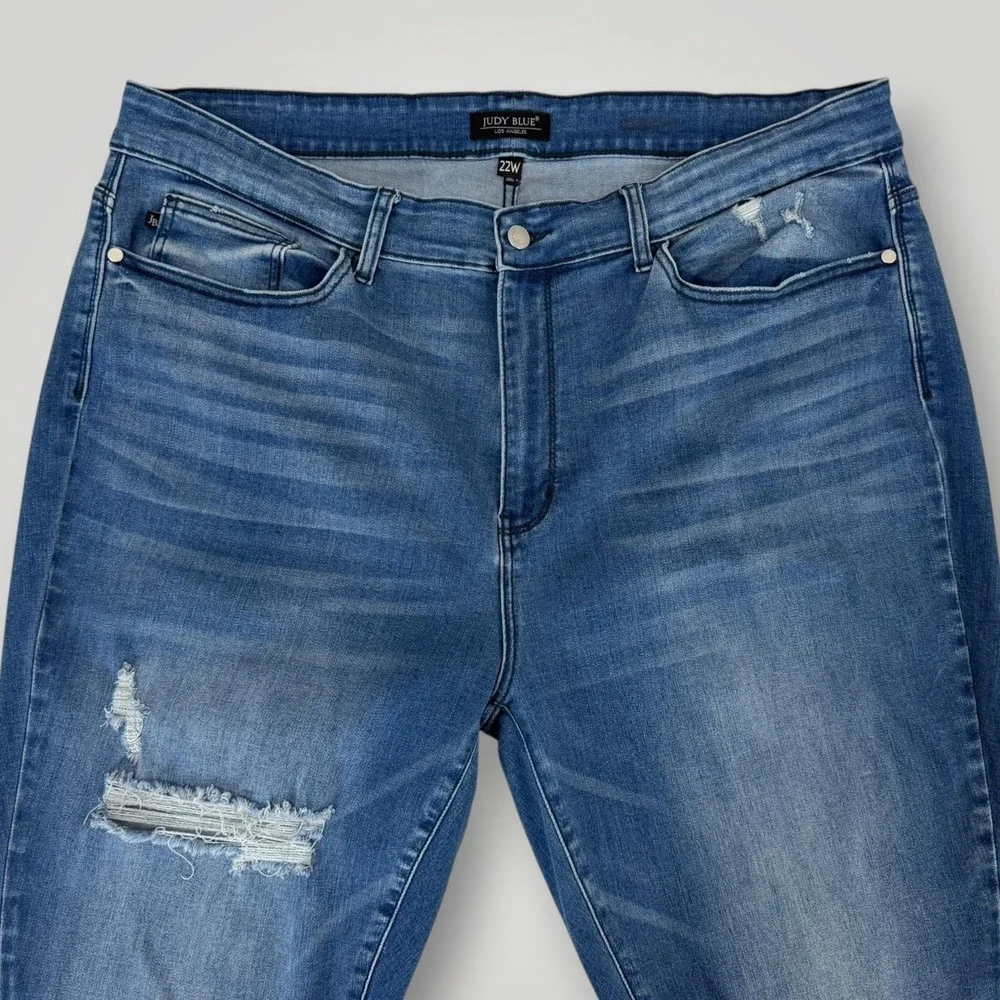 Judy Blue Skinny Jeans Womens 22W High Rise Distressed Stretch Plus Size
